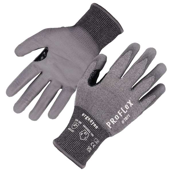 Proflex By Ergodyne ANSI A7 PU Coated CR Gloves, Gray, Size M 7071